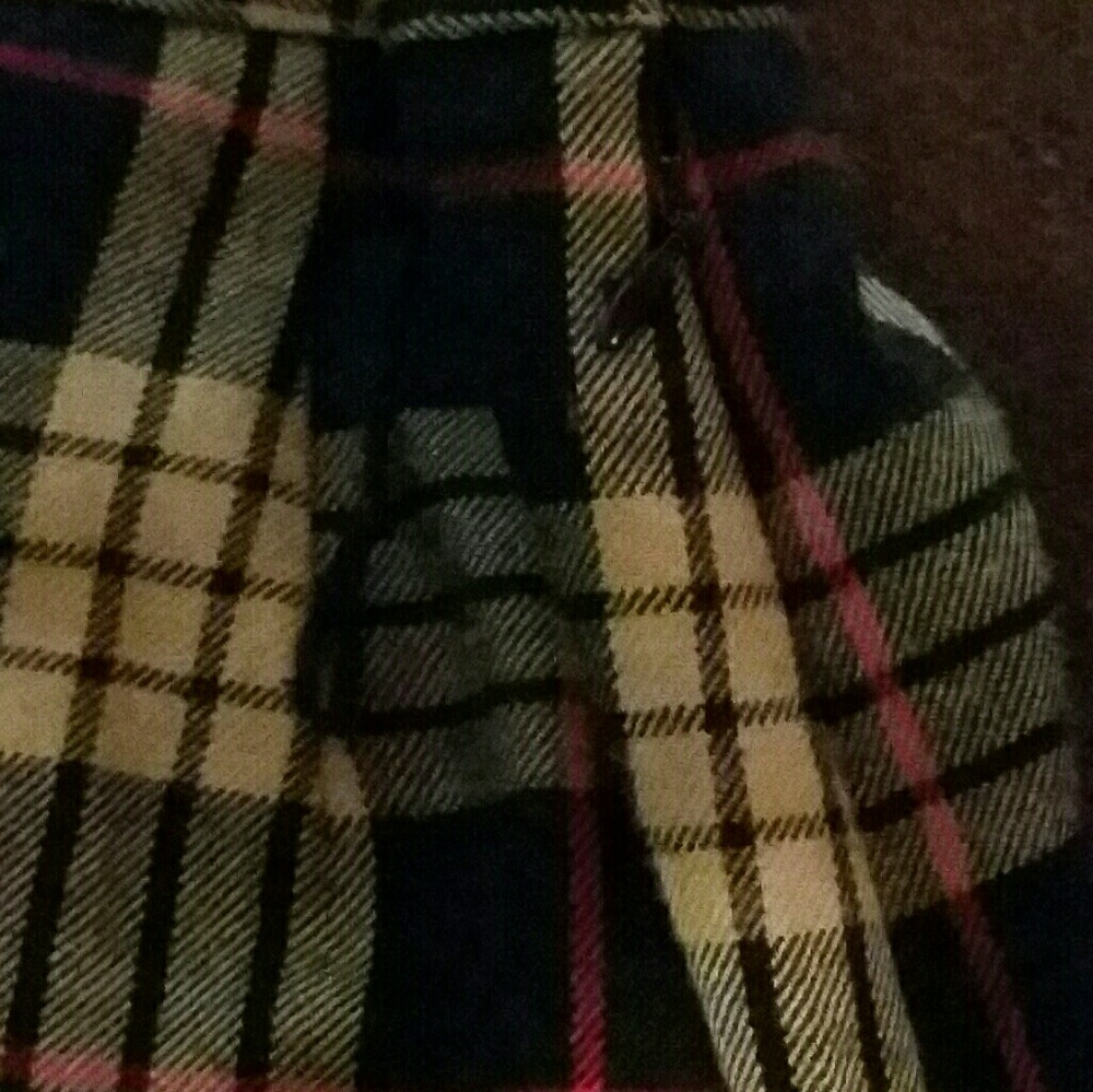 WOOL PLAID SKIRT WITH FRINGES & SLIT